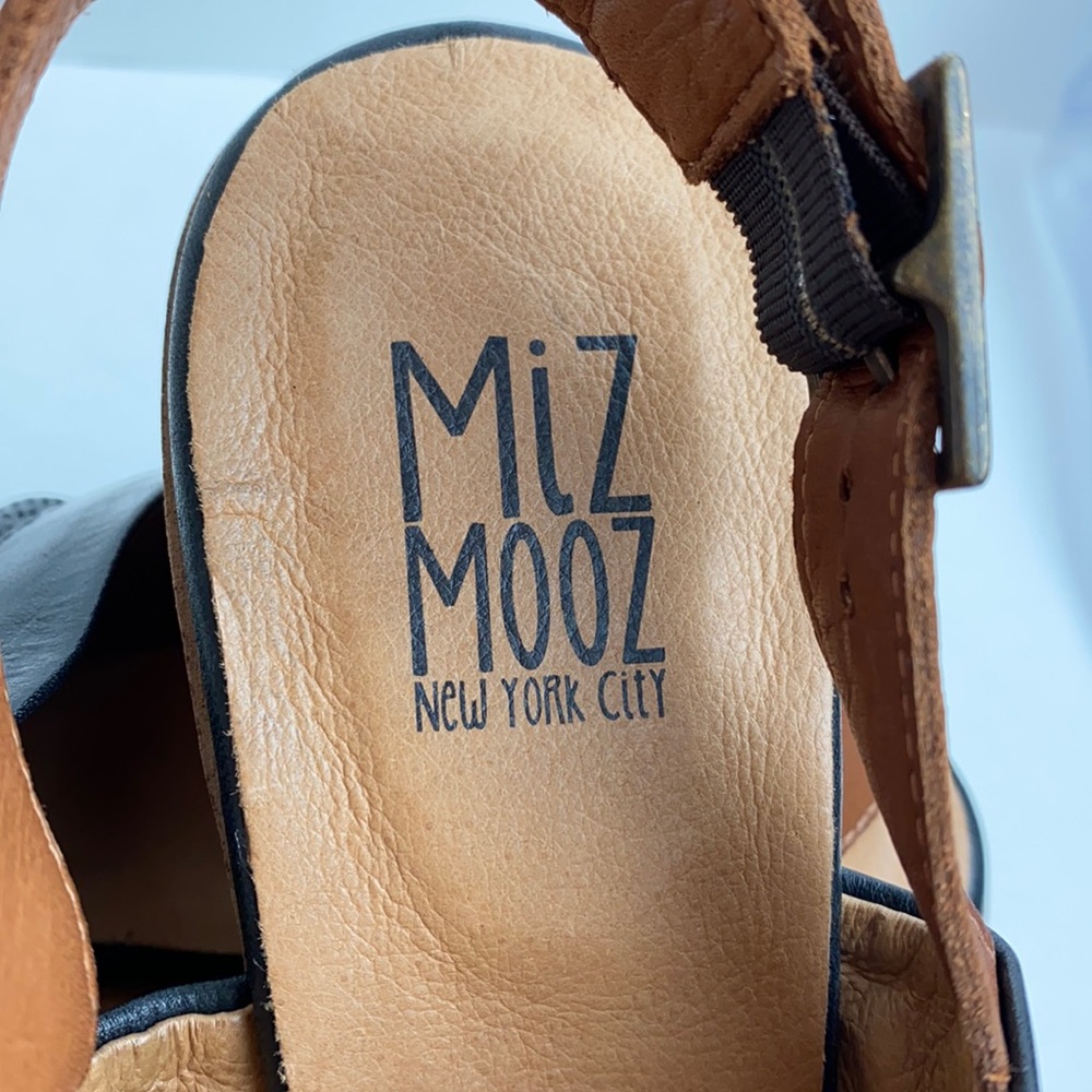 Size EU 42 Black Miz Mooz Leather Slingback Heeled Sandals - Picture 8 of 9